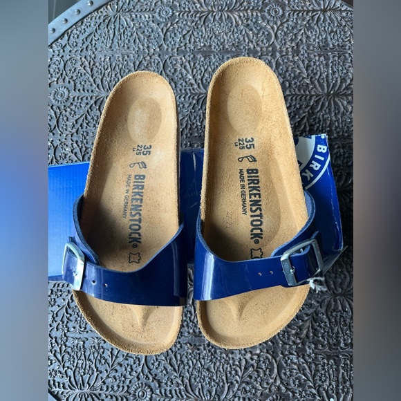 BIRKENSTOCK MADRID SANDALS IN DRESS BLUE PATENT 35 EU (4-4.5 US) - Picture 5 of 9